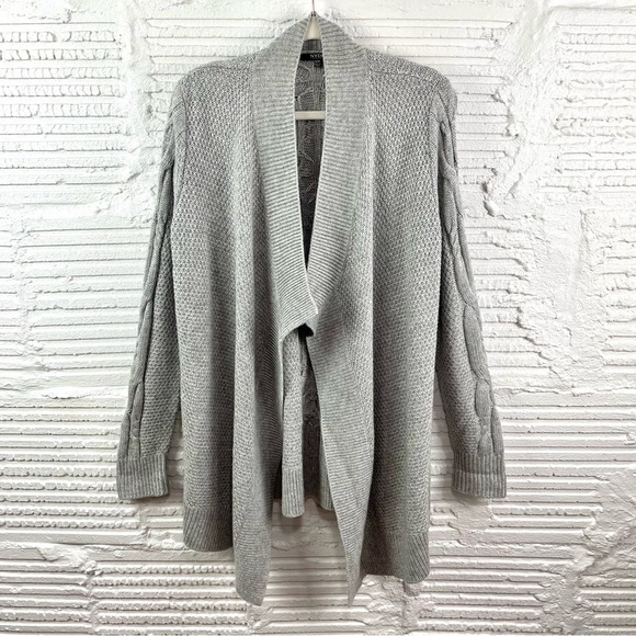 NYDJ Sweaters - NYDJ Draped Wool Blend Cardigan Gray Size S/M